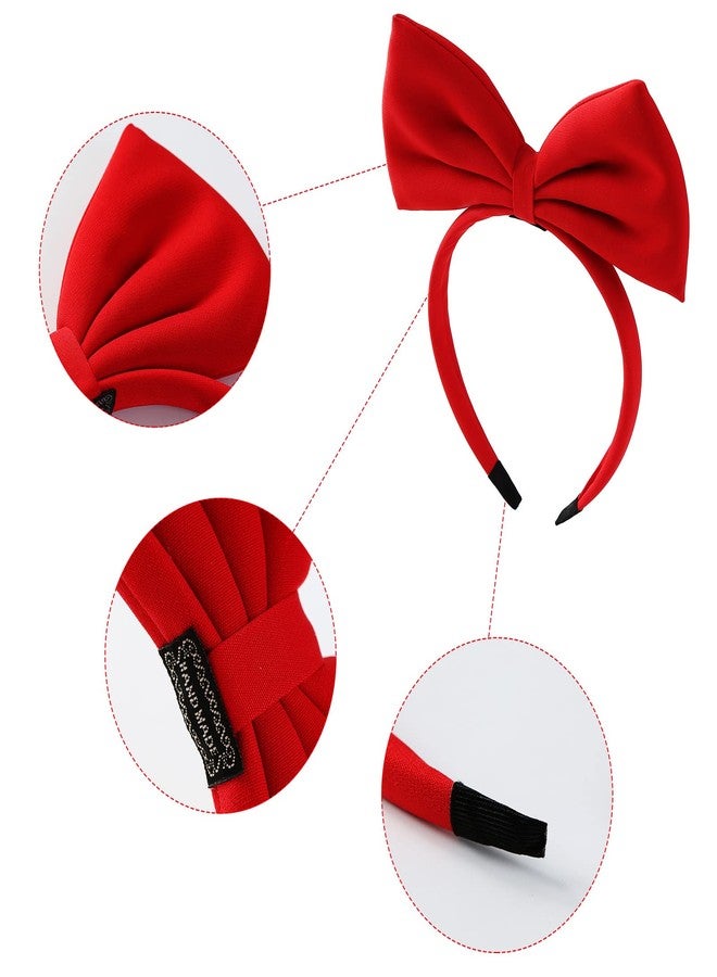 Fancheer 2 Pcs Big Red Bow Headband for Woman Halloween Costume Headwear Christmas Party Cosplay Hair Accessories - Image 3
